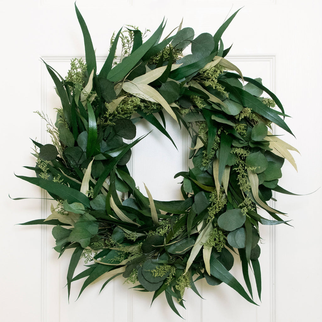 Willow and Silver Dollar Eucalyptus Wreath - Che Cose Belle