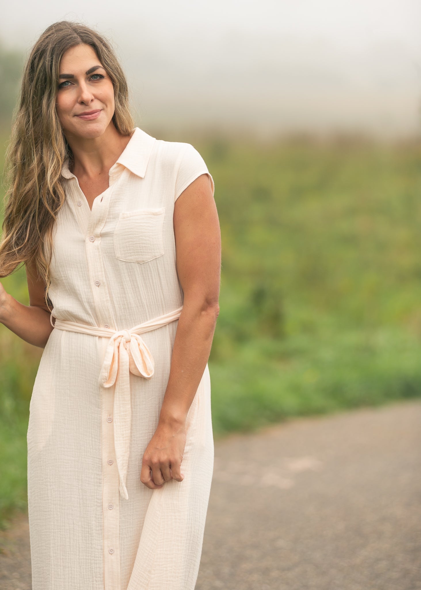 Willow Blush Pink Cotton Gauze Midi Dress - Che Cose Belle