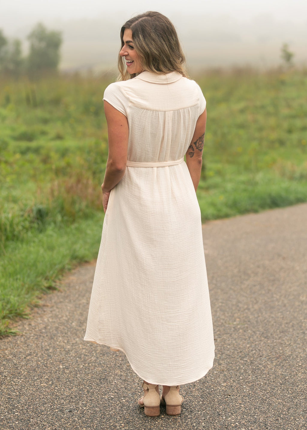 Willow Blush Pink Cotton Gauze Midi Dress - Che Cose Belle