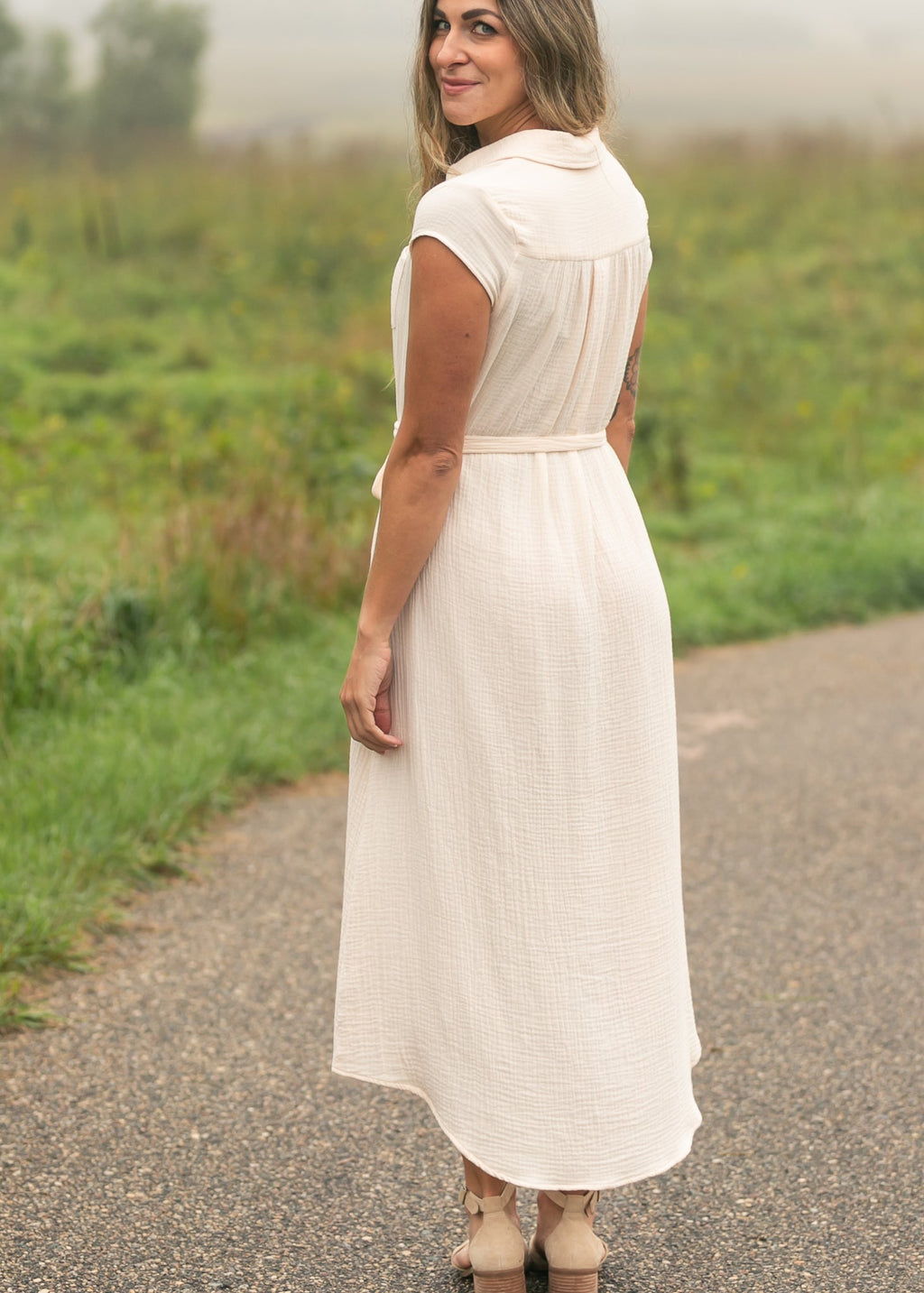Willow Blush Pink Cotton Gauze Midi Dress - Che Cose Belle