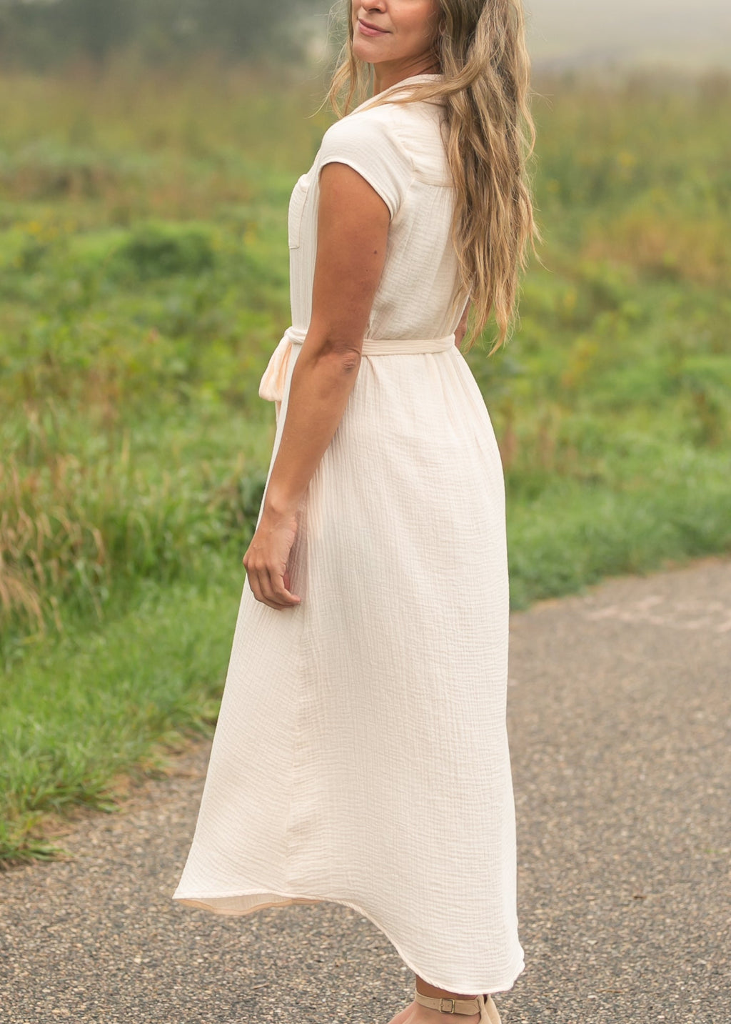 Willow Blush Pink Cotton Gauze Midi Dress - Che Cose Belle