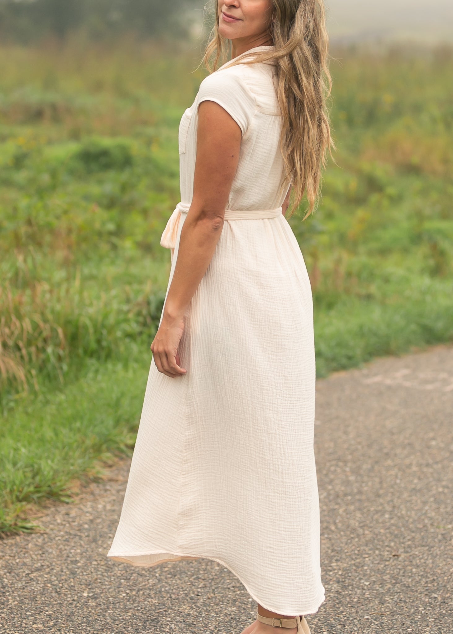 Willow Blush Pink Cotton Gauze Midi Dress - Che Cose Belle