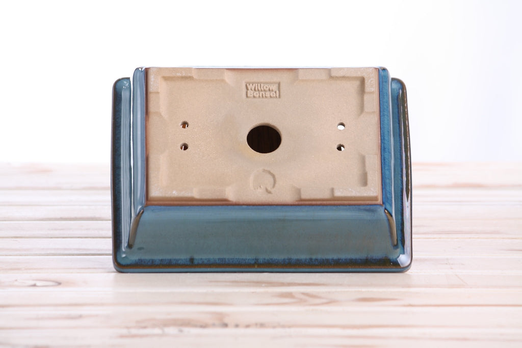 Willow Bonsai Ceramics Rectangle Bonsai Pot 8 Inch – Lower‑Profile Rectangular Ceramic Bonsai & Succulent Planter with Accentuated Rim, High‑Fired Frost‑Proof Stoneware, Handmade in USA (Peacock) - Che Cose Belle