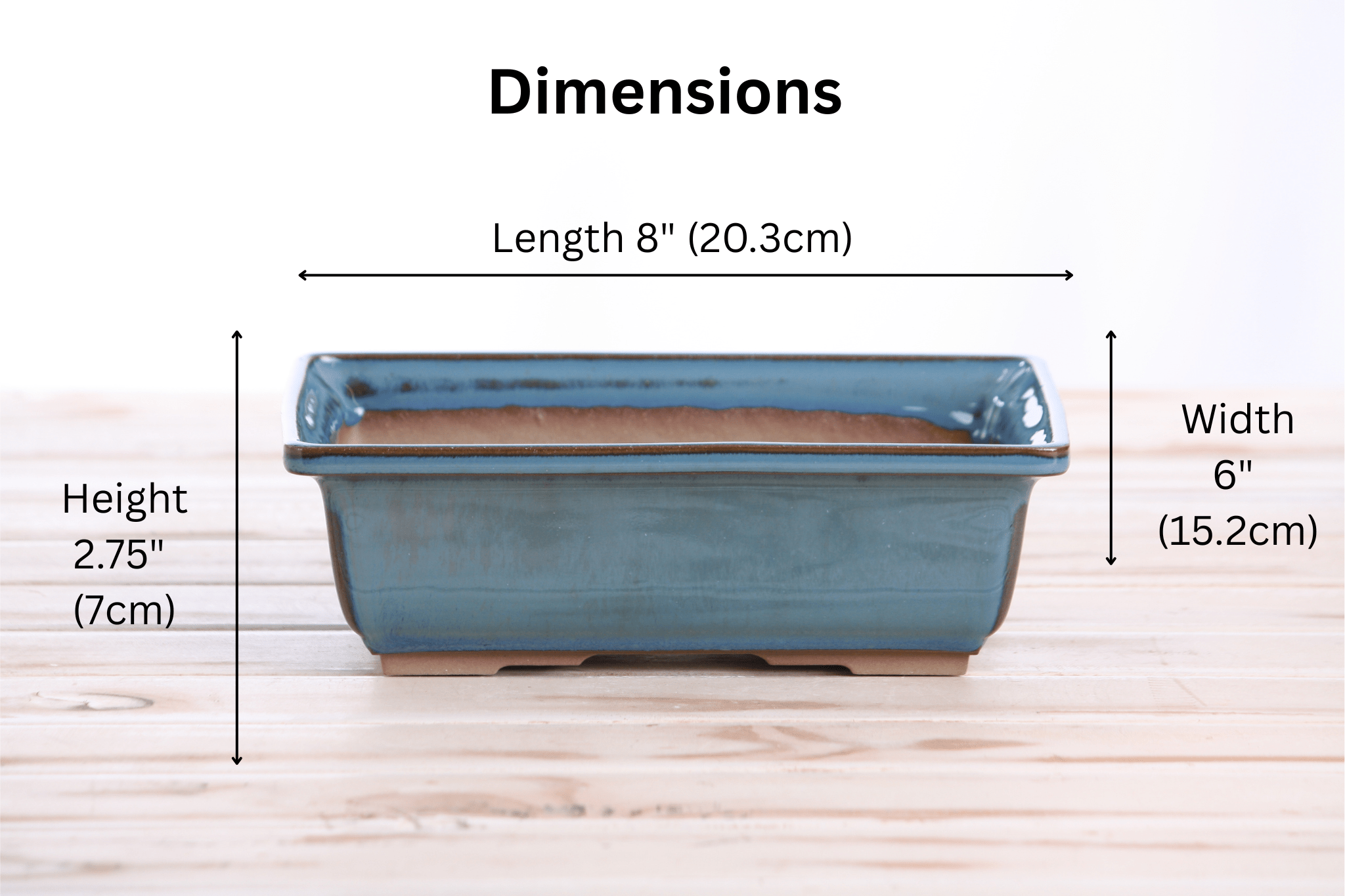 Willow Bonsai Ceramics Rectangle Bonsai Pot 8 Inch – Lower‑Profile Rectangular Ceramic Bonsai & Succulent Planter with Accentuated Rim, High‑Fired Frost‑Proof Stoneware, Handmade in USA (Peacock) - Che Cose Belle