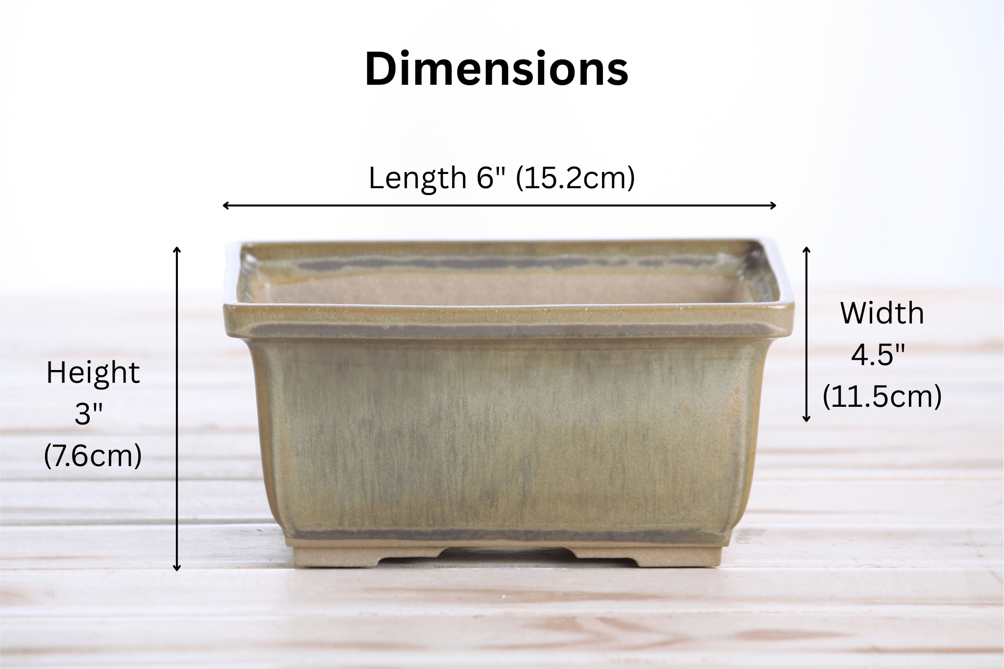 Willow Bonsai Ceramics Rectangle Deep Bonsai Pot 6 Inch – Higher‑Profile Rectangular Ceramic Bonsai & Succulent Planter with Accentuated Rim, High‑Fired Frost‑Proof Stoneware, Handmade in USA (Copenhagen) - Che Cose Belle