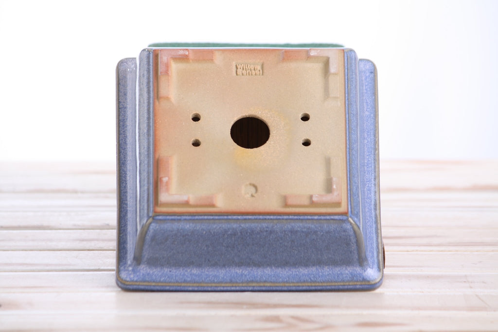 Willow Bonsai Ceramics Square Bonsai Pot 6 Inch – Low‑Profile Square Ceramic Bonsai & Succulent Planter with Accentuated Rim, High‑Fired Frost‑Proof Stoneware, Handmade in USA (Denim) - Che Cose Belle