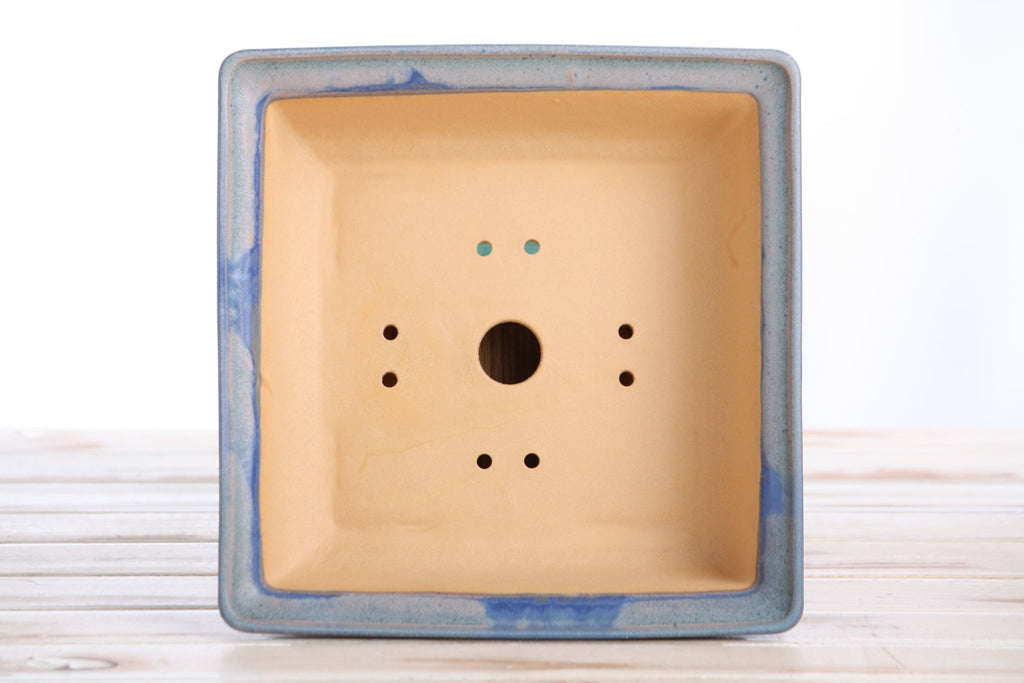 Willow Bonsai Ceramics Square Bonsai Pot 8 Inch – Low‑Profile Square Ceramic Bonsai & Succulent Planter with Accentuated Rim, High‑Fired Frost‑Proof Stoneware, Handmade in USA (Ocean) - Che Cose Belle