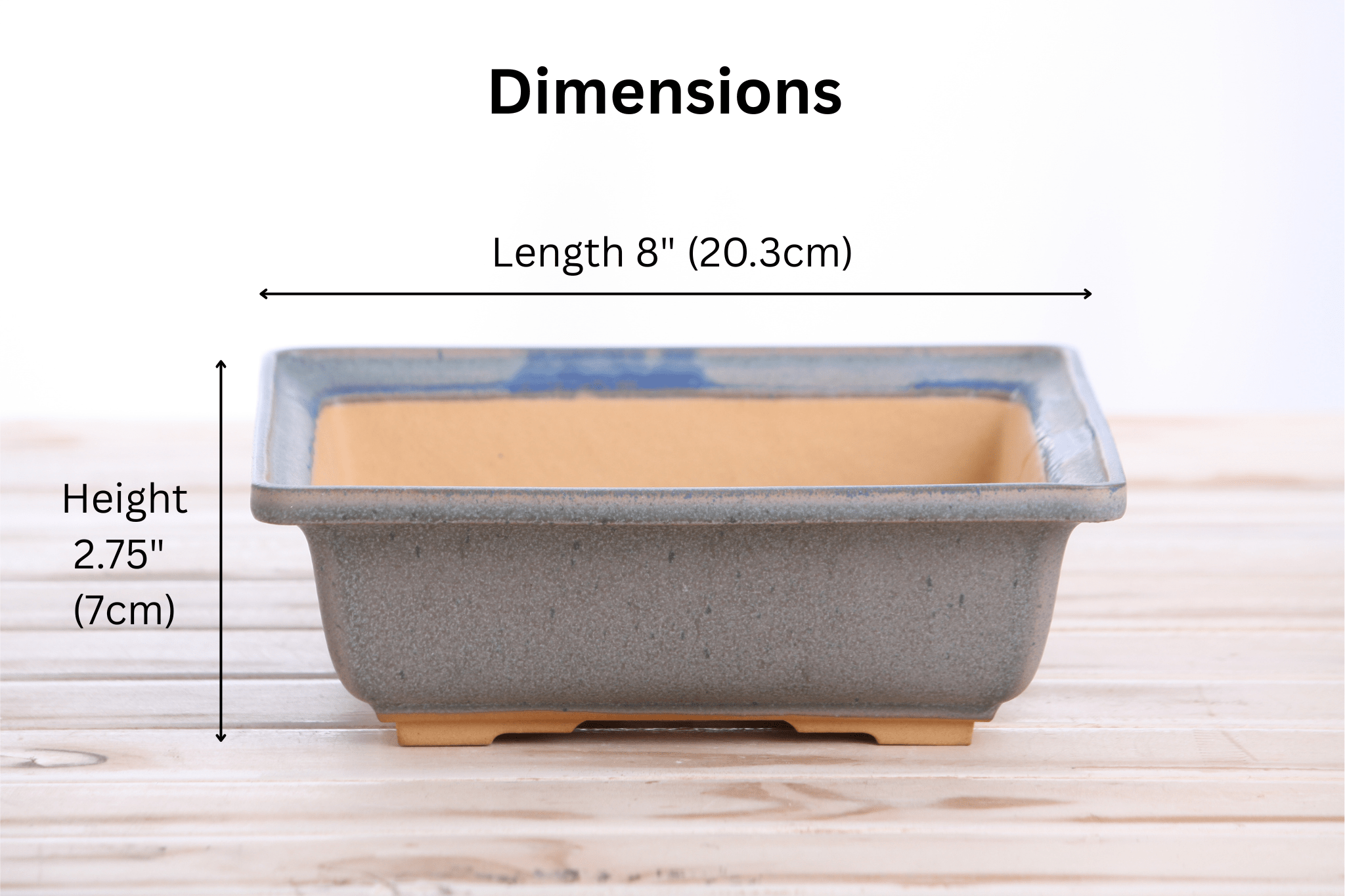 Willow Bonsai Ceramics Square Bonsai Pot 8 Inch – Low‑Profile Square Ceramic Bonsai & Succulent Planter with Accentuated Rim, High‑Fired Frost‑Proof Stoneware, Handmade in USA (Ocean) - Che Cose Belle