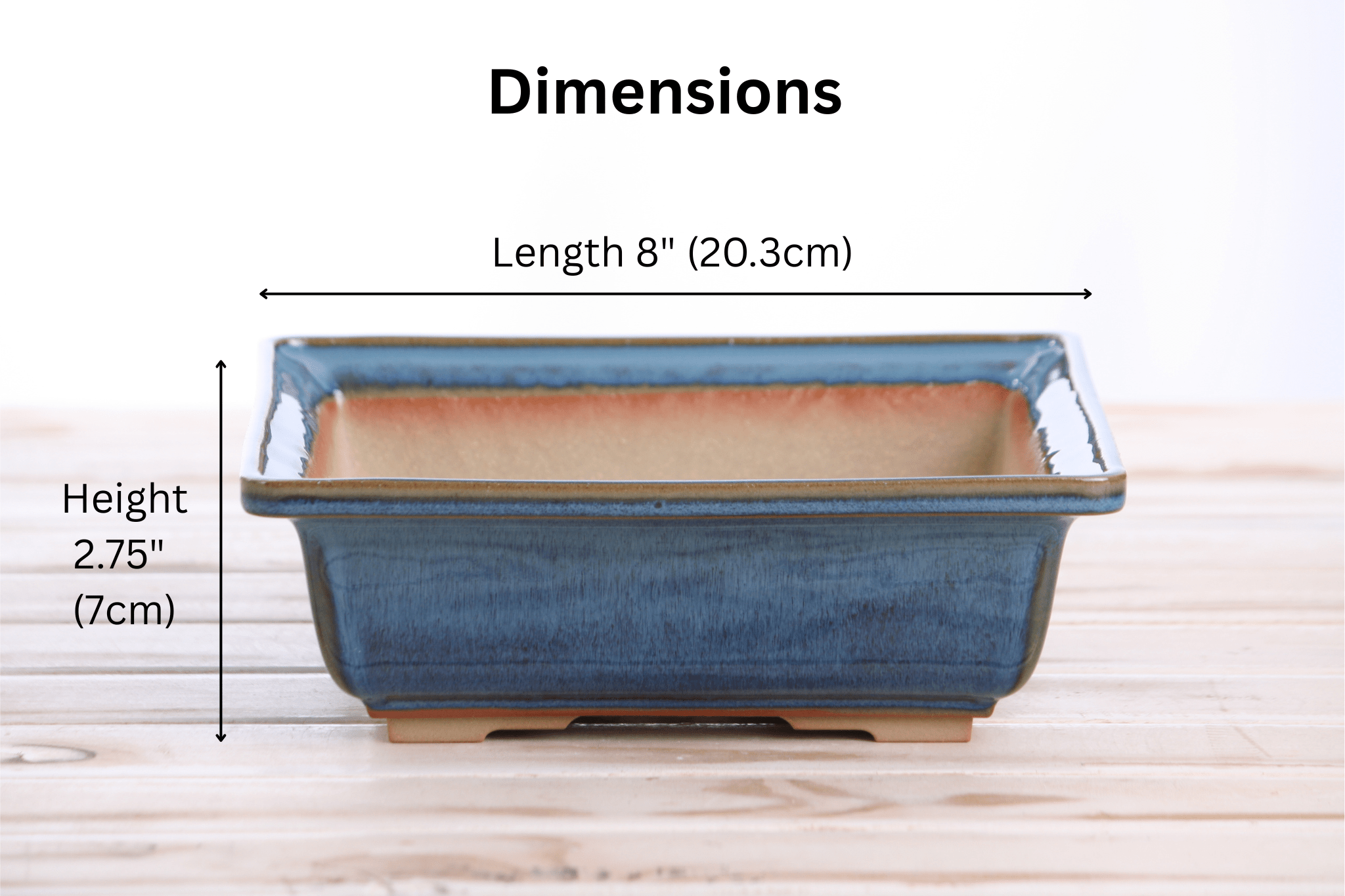 Willow Bonsai Ceramics Square Bonsai Pot 8 Inch – Low‑Profile Square Ceramic Bonsai & Succulent Planter with Accentuated Rim, High‑Fired Frost‑Proof Stoneware, Handmade in USA (Peacock 2025) - Che Cose Belle