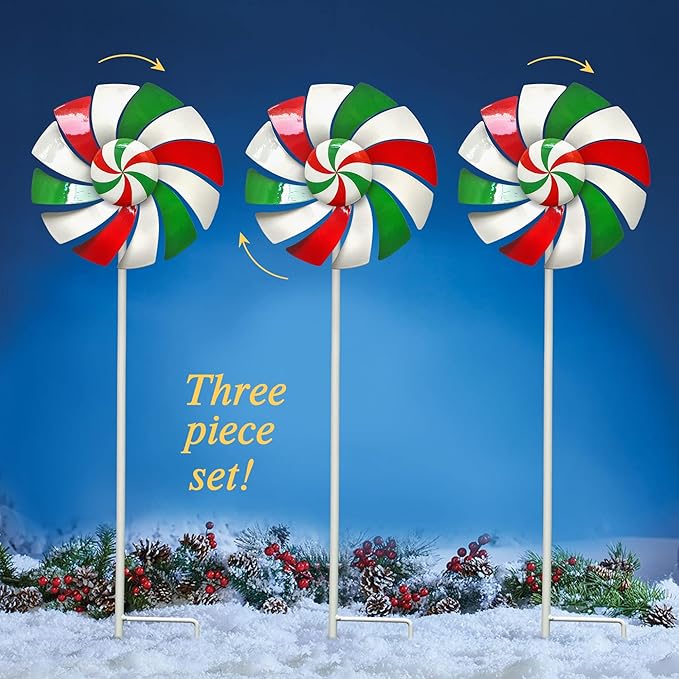 Windmill Decoration，Outdoor Metal Stakes, Wind Catcher Spinner Garden Stakes, Outdoor Wind Spinners, Yard Patio Decoration, Set of 3 - Che Cose Belle