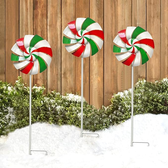 Windmill Decoration，Outdoor Metal Stakes, Wind Catcher Spinner Garden Stakes, Outdoor Wind Spinners, Yard Patio Decoration, Set of 3 - Che Cose Belle