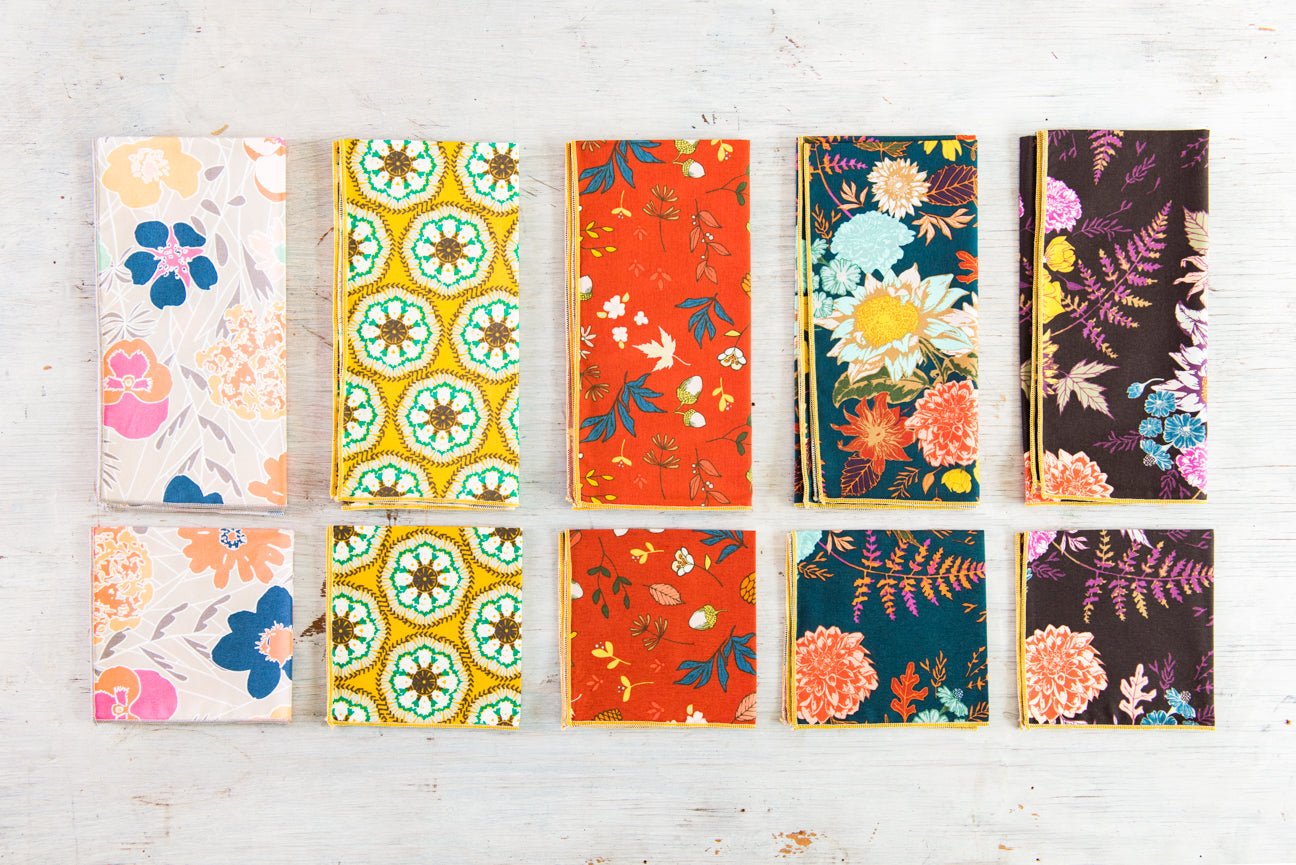Winter Blue Floral Cloth Napkins, set of four - Che Cose Belle