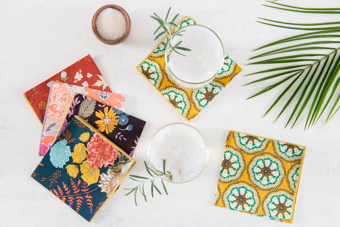 Winter Blue Floral Cloth Napkins, set of four - Che Cose Belle