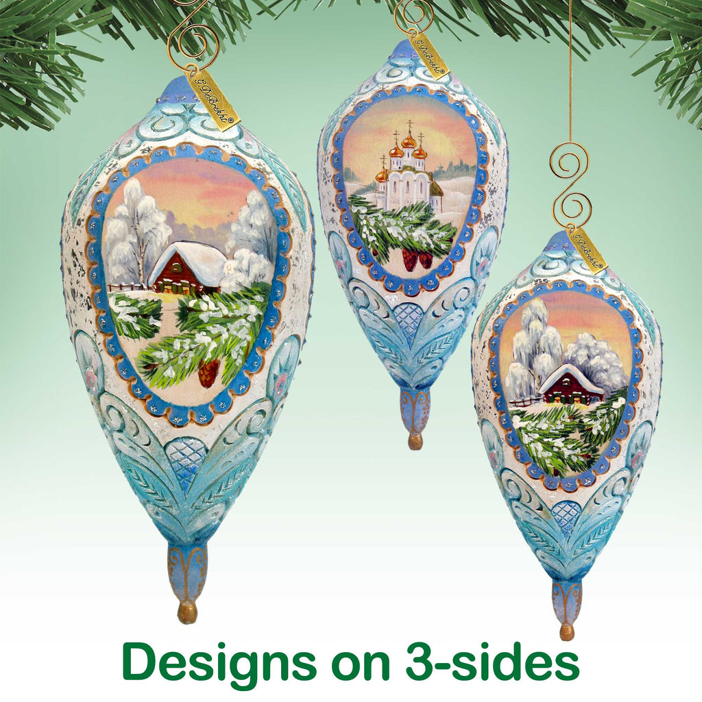 Winter Cottage Sculpted Ornament by G. DeBrekht - 621141 - Che Cose Belle