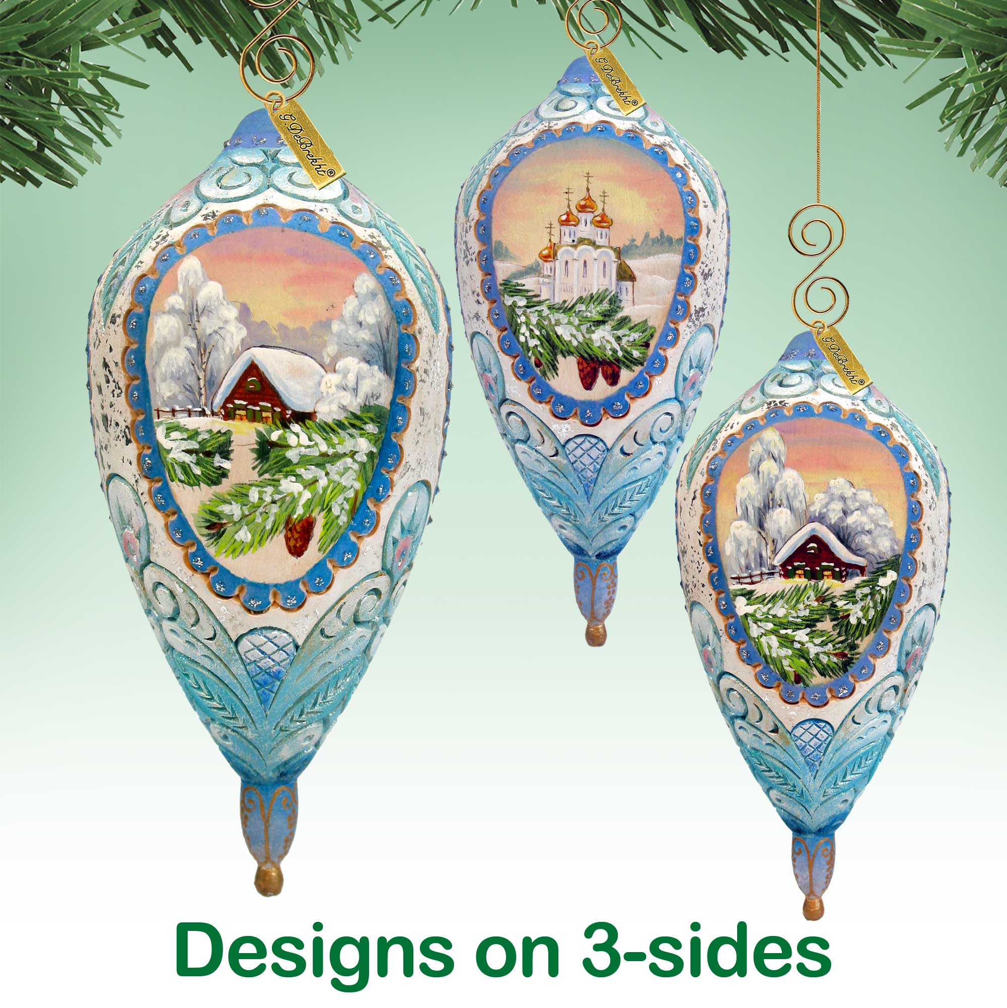 Winter Cottage Sculpted Ornament by G. DeBrekht - 621141 - Che Cose Belle