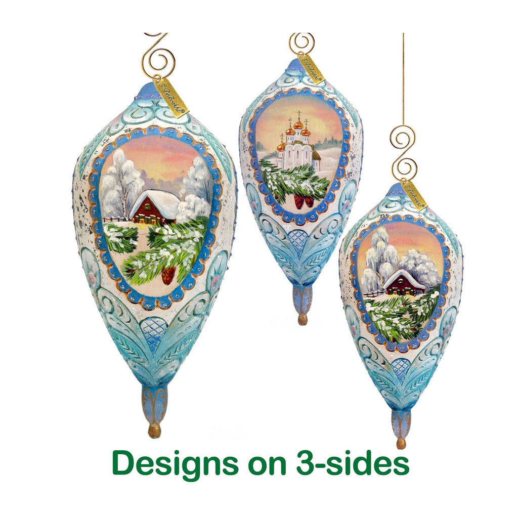Winter Cottage Sculpted Ornament by G. DeBrekht - 621141 - Che Cose Belle