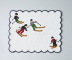 Winter Skier Christmas placemats Set – Snowy Mountain Dining Table Decor – Winter Wonderland Table Setting - Che Cose Belle