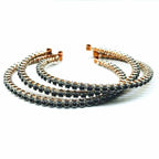 Wire Wrapped Copper Silver Black Crystal Rhinestone Bangle - Che Cose Belle