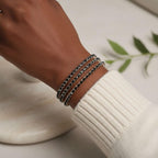 Wire Wrapped Copper Silver Black Crystal Rhinestone Bangle - Che Cose Belle