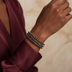 Wire Wrapped Copper Silver Black Crystal Rhinestone Bangle - Che Cose Belle