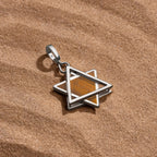 Wise Devotion Silver Tiger’s Eye Star of David Charm - Che Cose Belle