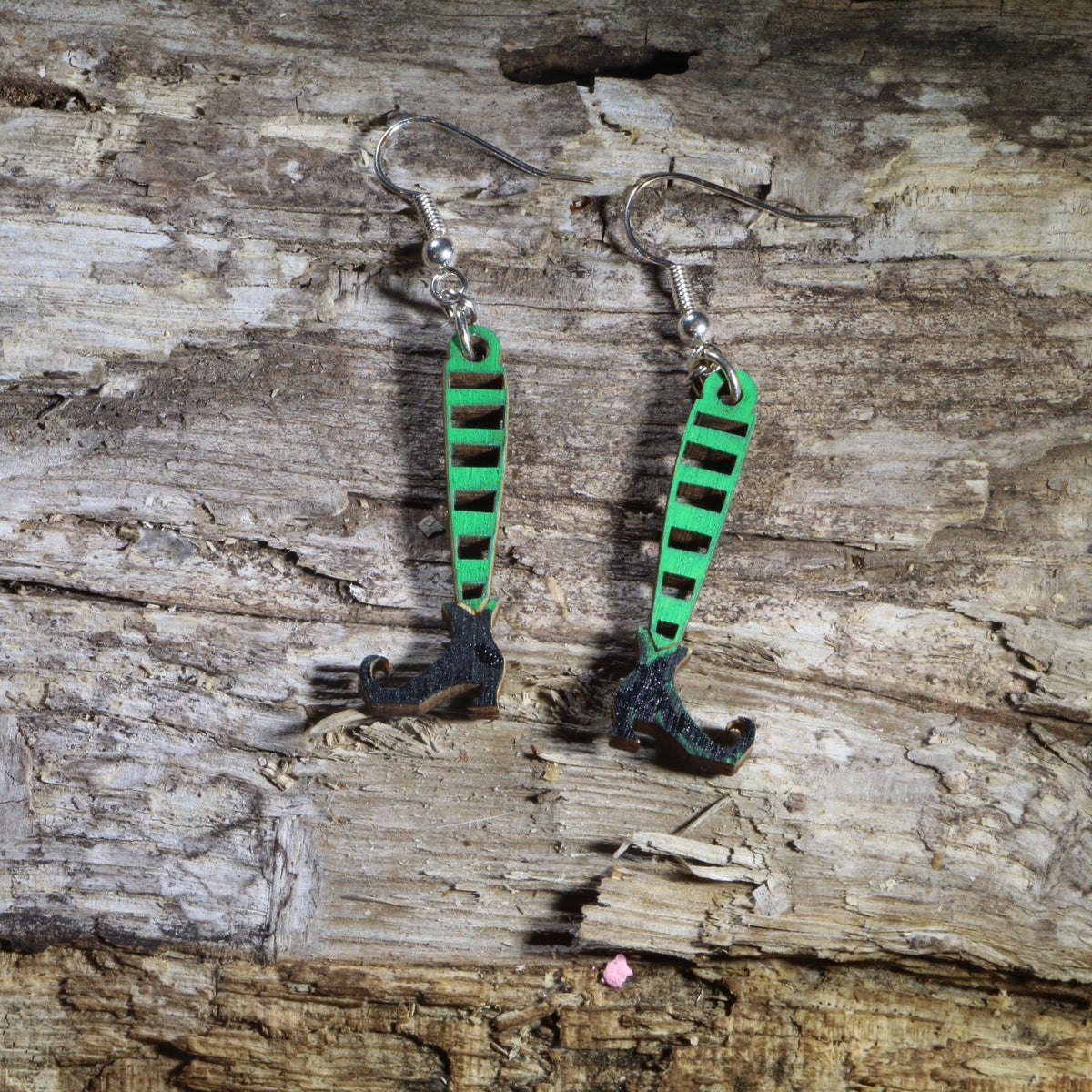 Witch Legs Wooden Dangle Earrings | Halloween Jewelry - Che Cose Belle