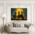 Witches Dancing Around The Fire Canvas Wall Art, Gothic Decor, Halloween Decor, Halloween Hanging, Witch Decor, Pagan Art Print, Hallows Eve - Che Cose Belle