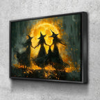 Witches Dancing Around The Fire Canvas Wall Art, Gothic Decor, Halloween Decor, Halloween Hanging, Witch Decor, Pagan Art Print, Hallows Eve - Che Cose Belle