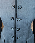 Women's Military Coat - Grey (Black Accents)