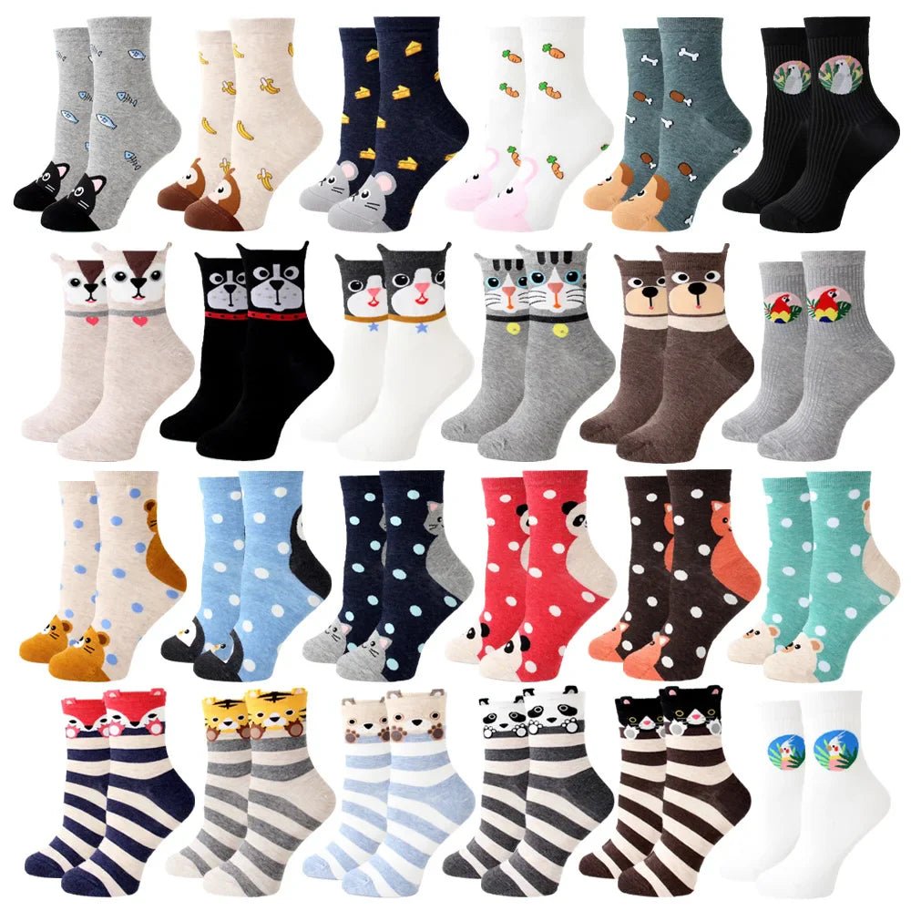 Women Socks New Funny Cute Cartoon Animal Cat Dog Parrot Novelty Harajuku Kawaii Happy Art Socks Cotton Fashion Harajuku Socks - Che Cose Belle