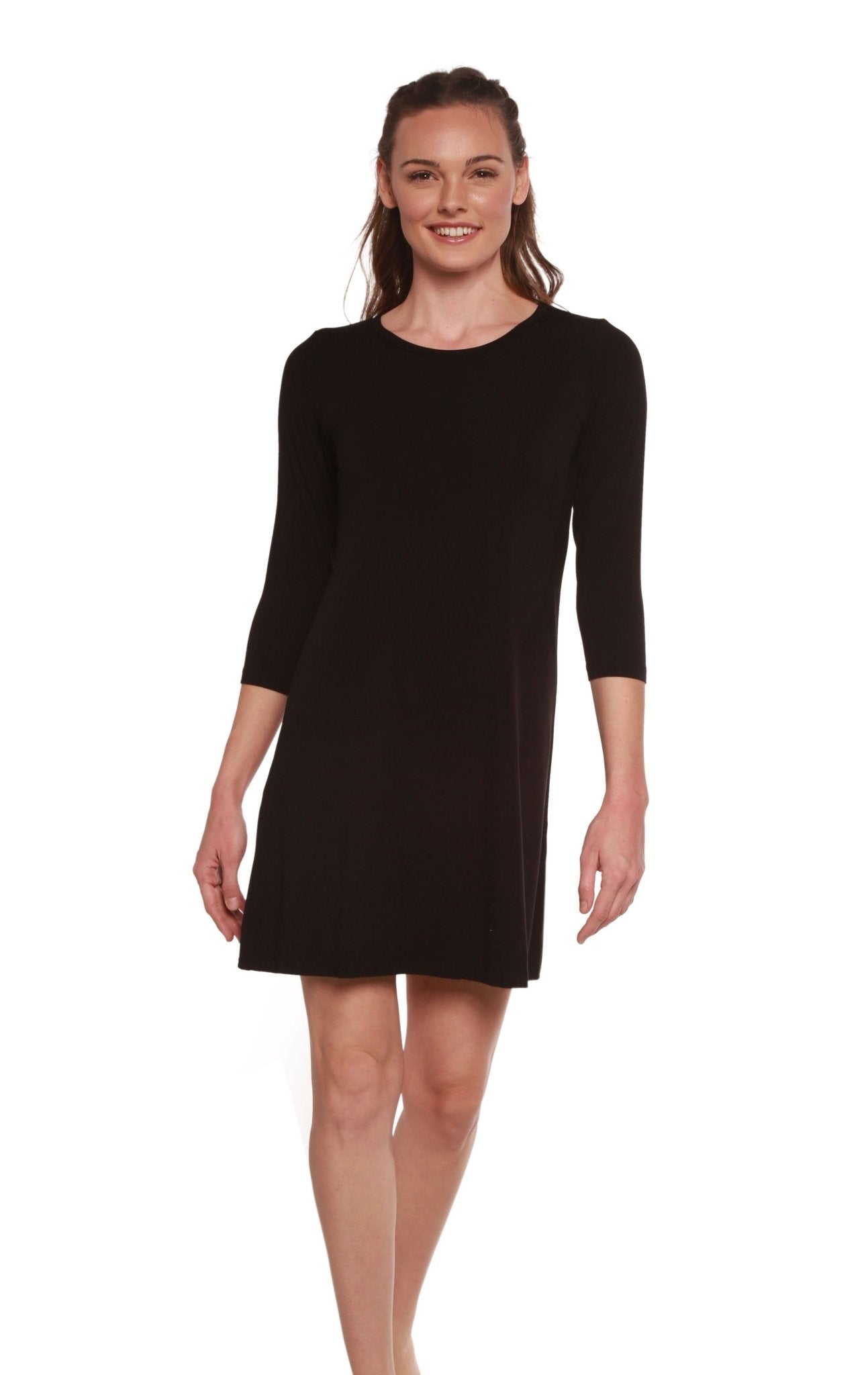 Women's A - Line Bamboo Viscose Dress in Black - Che Cose Belle