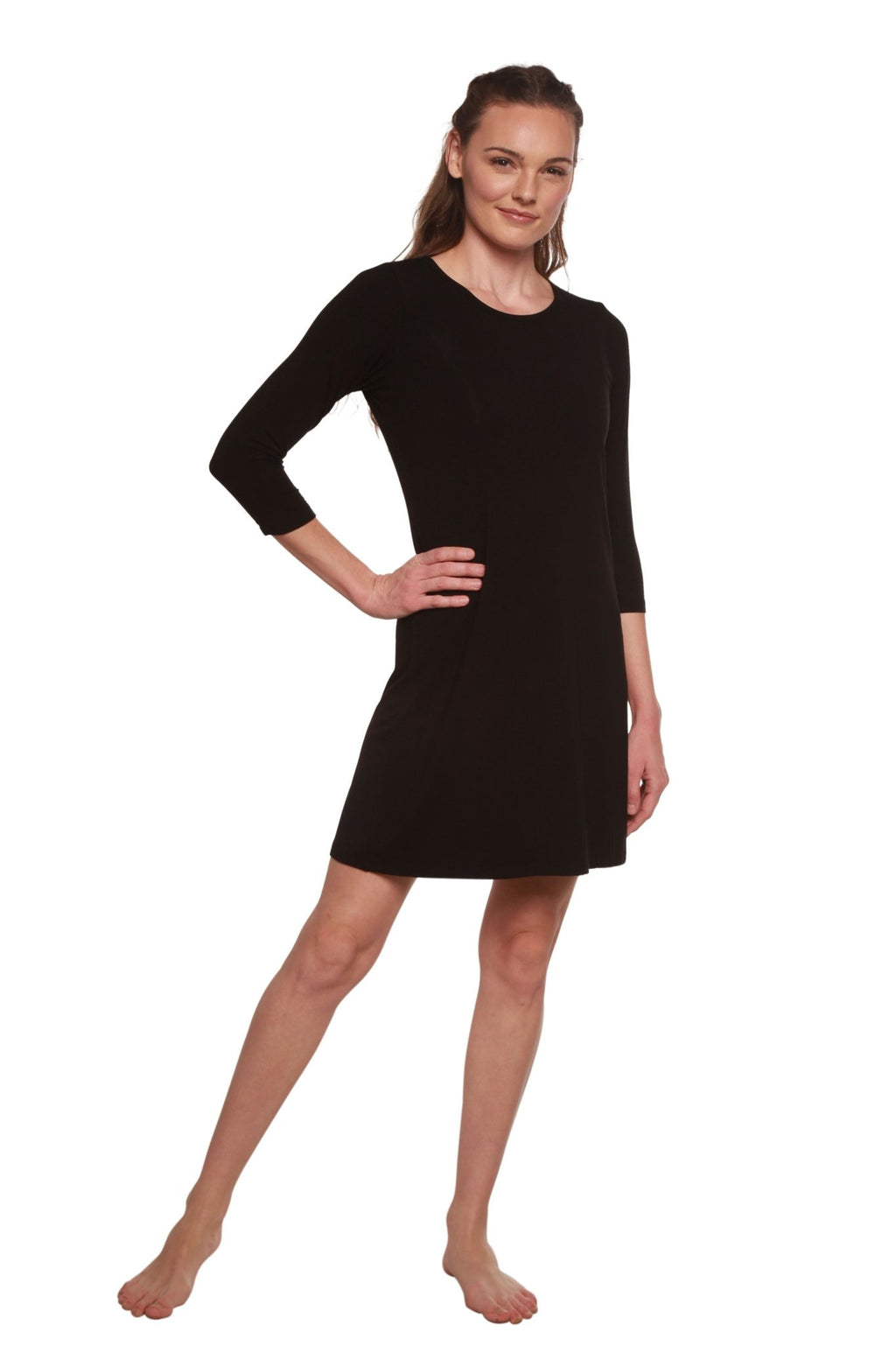 Women's A - Line Bamboo Viscose Dress in Black - Che Cose Belle