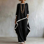 Women's Asymmetric Linen Tunic & Wide-Leg Pants Set - Che Cose Belle