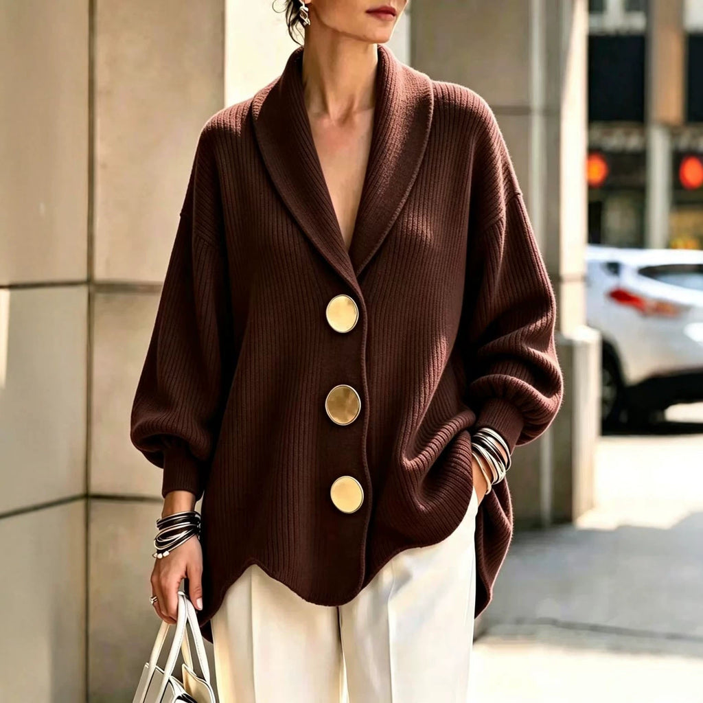 Women's Corduroy Long-Sleeve Top with Metal Buttons - Che Cose Belle