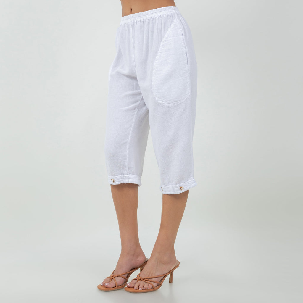 Women's Cotton Gauze Nydia Capri With Pockets - Che Cose Belle
