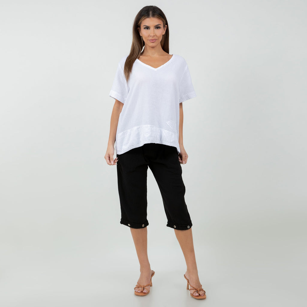 Women's Cotton Gauze Nydia Capri With Pockets - Che Cose Belle