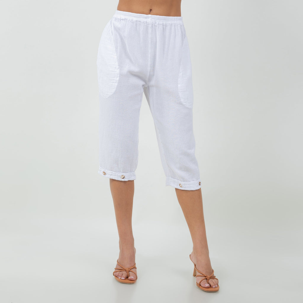 Women's Cotton Gauze Nydia Capri With Pockets - Che Cose Belle