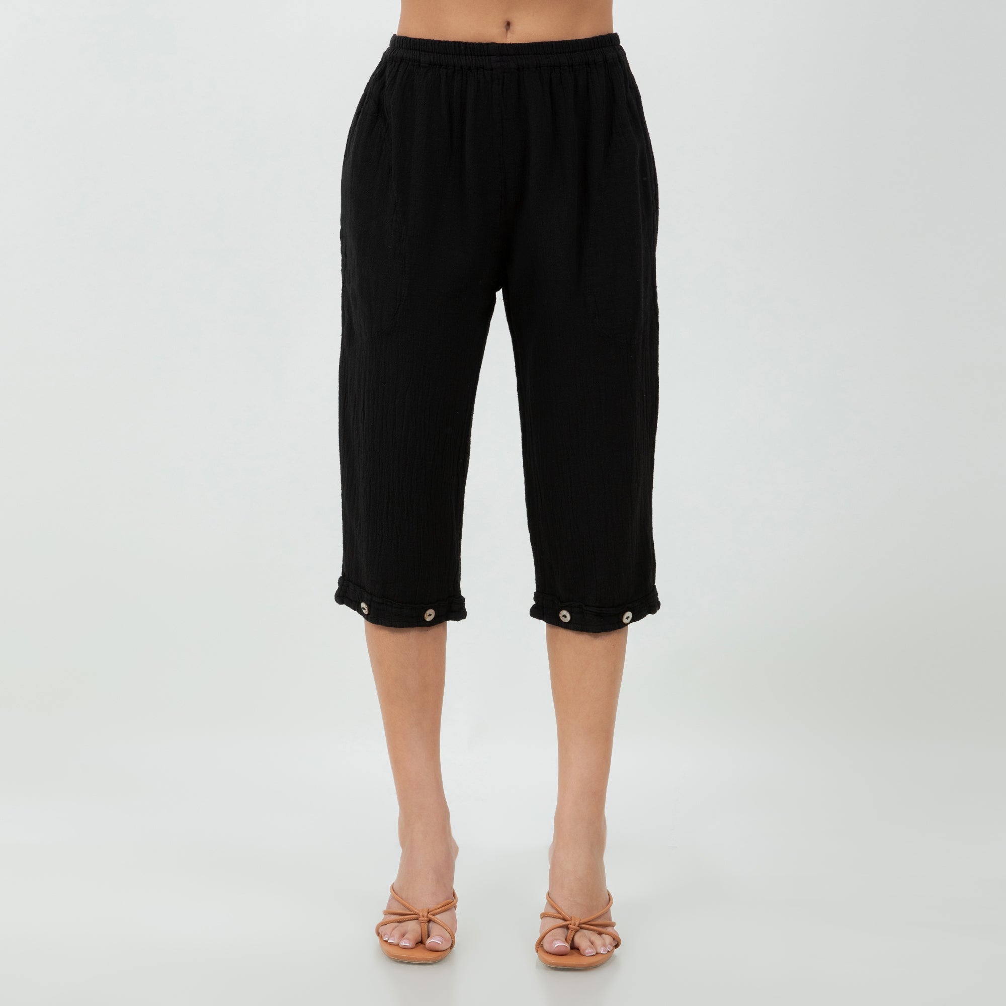 Women's Cotton Gauze Nydia Capri With Pockets - Che Cose Belle
