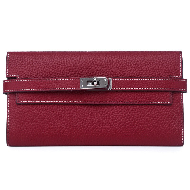 Women's Fashion Classic Lychee Pattern Cowhide Clutch Ladies Wallets - Che Cose Belle