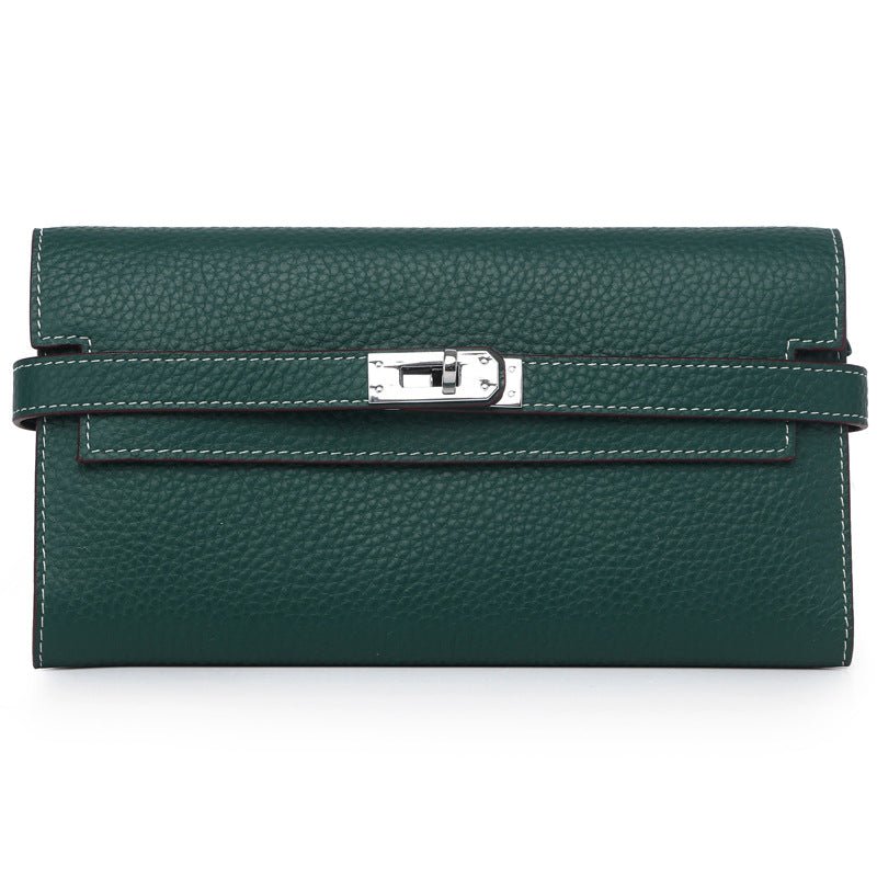 Women's Fashion Classic Lychee Pattern Cowhide Clutch Ladies Wallets - Che Cose Belle