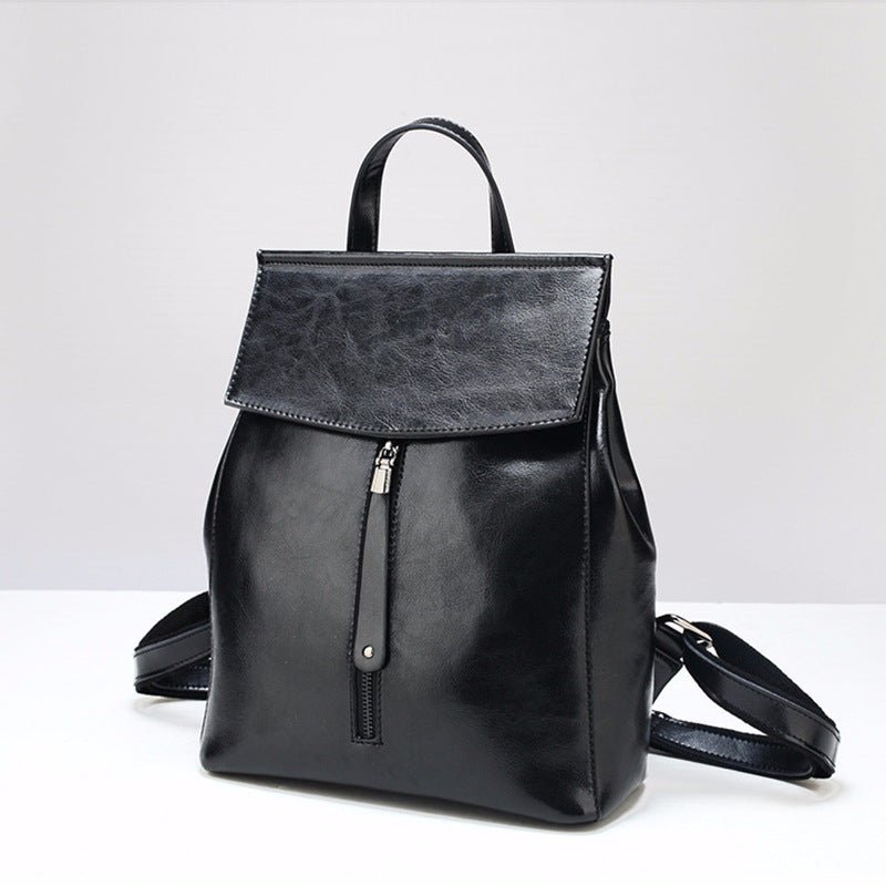 Women's Fashion Genuine Leather Retro Oil Wax Backpacks - Che Cose Belle