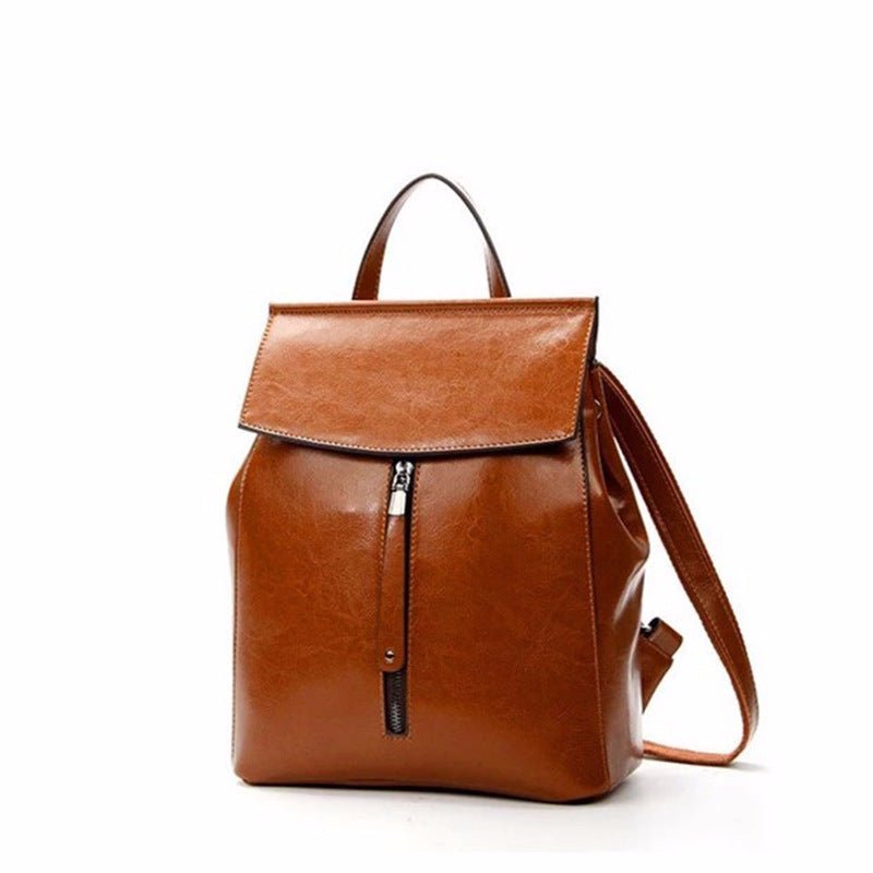 Women's Fashion Genuine Leather Retro Oil Wax Backpacks - Che Cose Belle