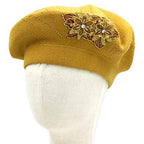 Women's Floral Applique Accent Winter Beret Hat - Che Cose Belle