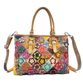 Womens Genuine Leather Casual Handbag With Hand-stitched Plum Blossom Patchwork - Che Cose Belle