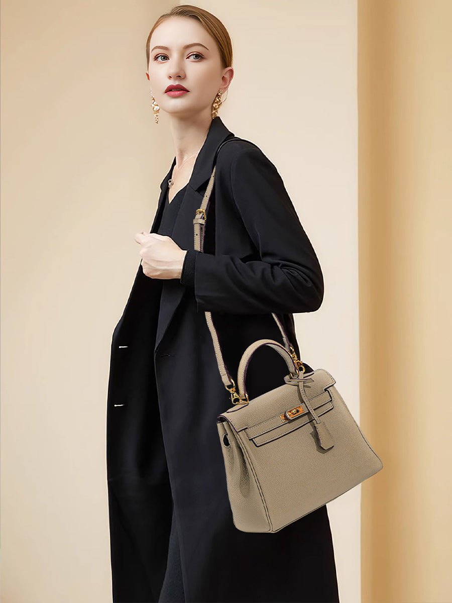Women's High-grade Fashionable Genuine Leather Handmade Kelly First Layer Handbags - Che Cose Belle