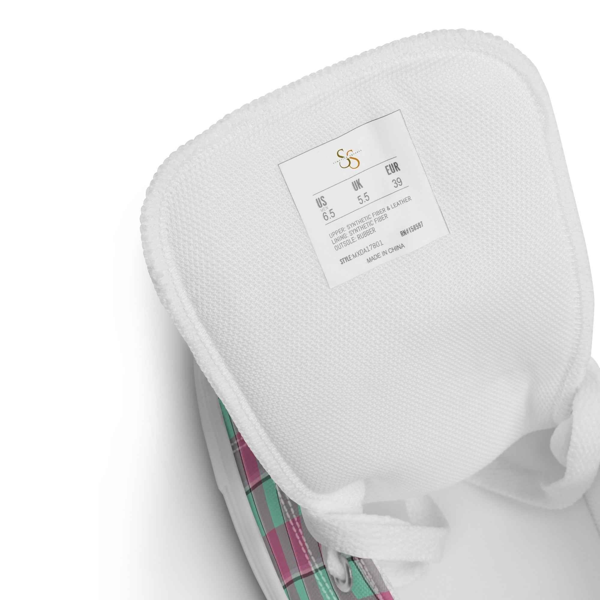 Women’s High Top Canvas Shoes Vista Blue and Turkish Rose Plaid