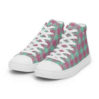 Women’s High Top Canvas Shoes Vista Blue and Turkish Rose Plaid