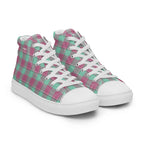 Women’s High Top Canvas Shoes Vista Blue and Turkish Rose Plaid