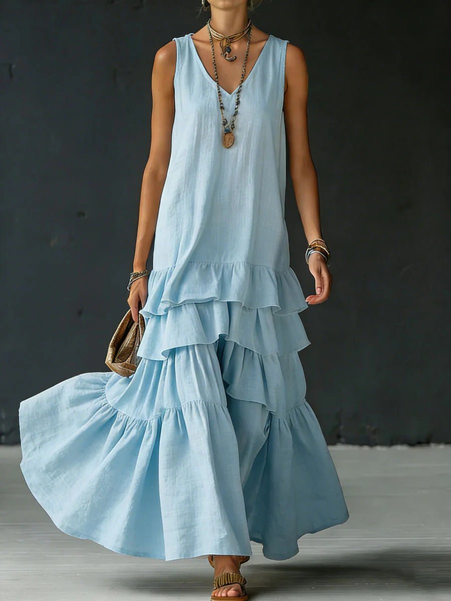 Women's Ice Silk Sleeveless Loose Maxi Dress – 6 Colors S–5XL - Che Cose Belle
