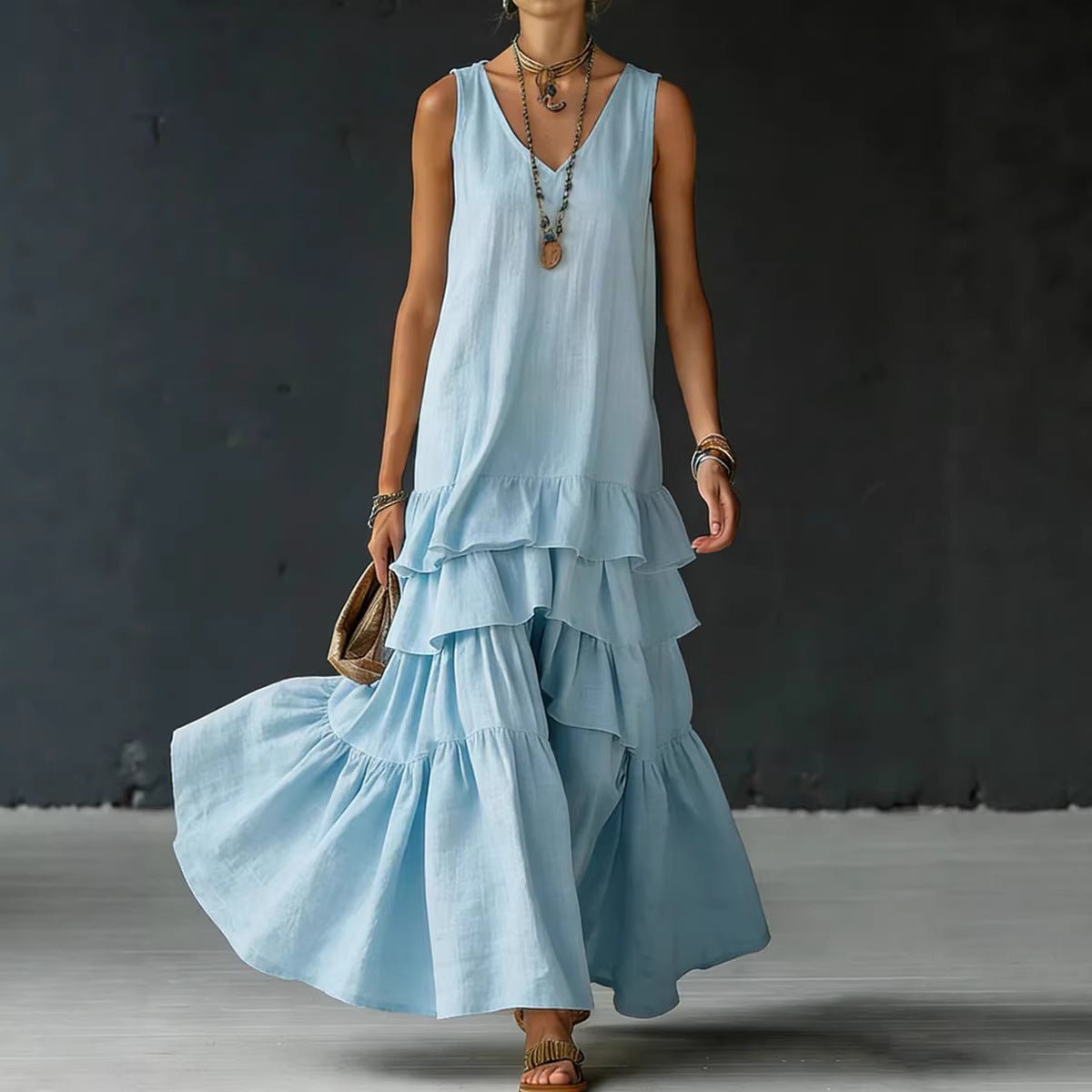 Women's Ice Silk Sleeveless Loose Maxi Dress – 6 Colors S–5XL - Che Cose Belle